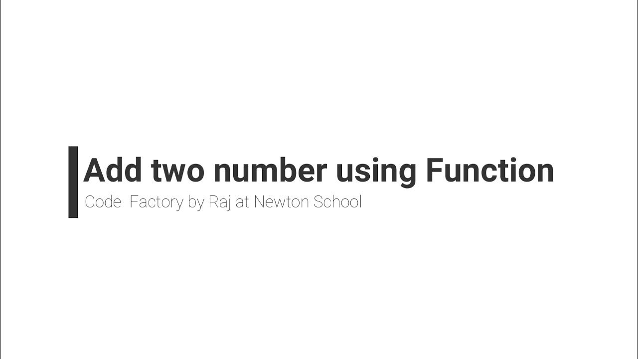 Add two number using function - YouTube