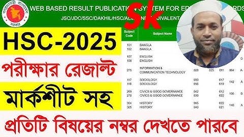 মার্কশীটসহ HSC Result 2025 | HSC Result With Mark Sheet | HSC মার্কশীটসহ রেজাল্ট দেখার নিয়ম 2025