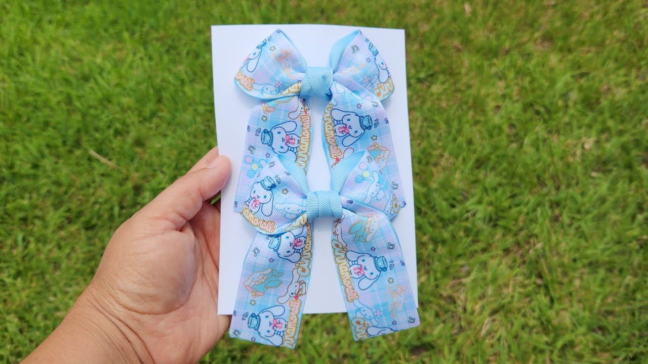 como hacer moños con liston de 3.8cm o 4cm/Moños en par/Moños para niñas/Moños para principiantes