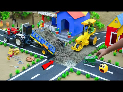 DIY Tractor Builds Real Concrete Road Using Mini Rc Road Roller Village Science Project Topminigear