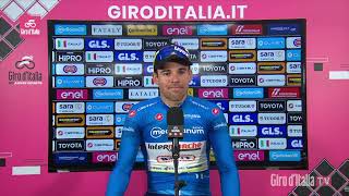 Cycling - Giro d'Italia 2024 - Lilian Calmejane after stage 1 and new Maglia Azzurra