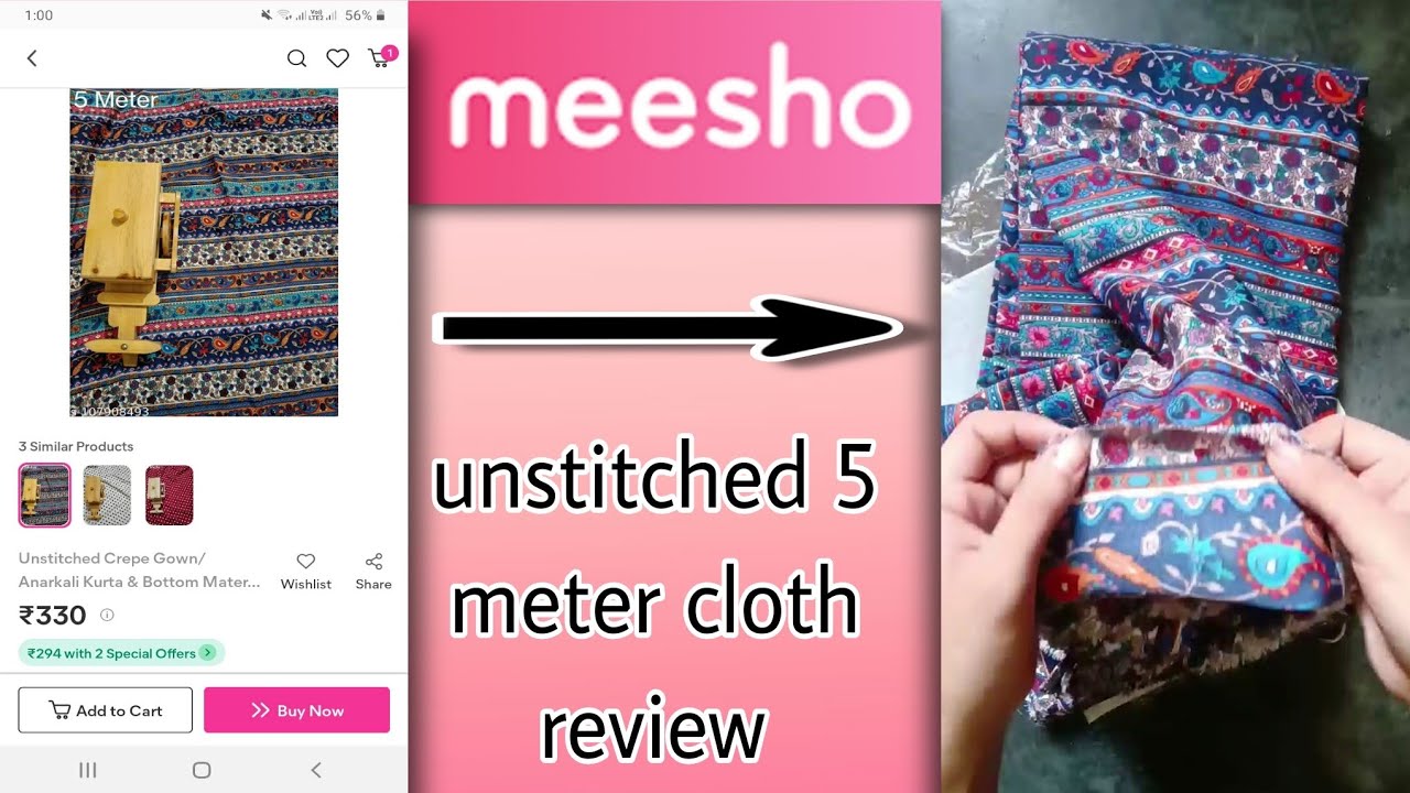 meesho unstitched crepe fabric 5 meter cloth review affordable and