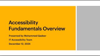 Accessibility Fundamentals Overview