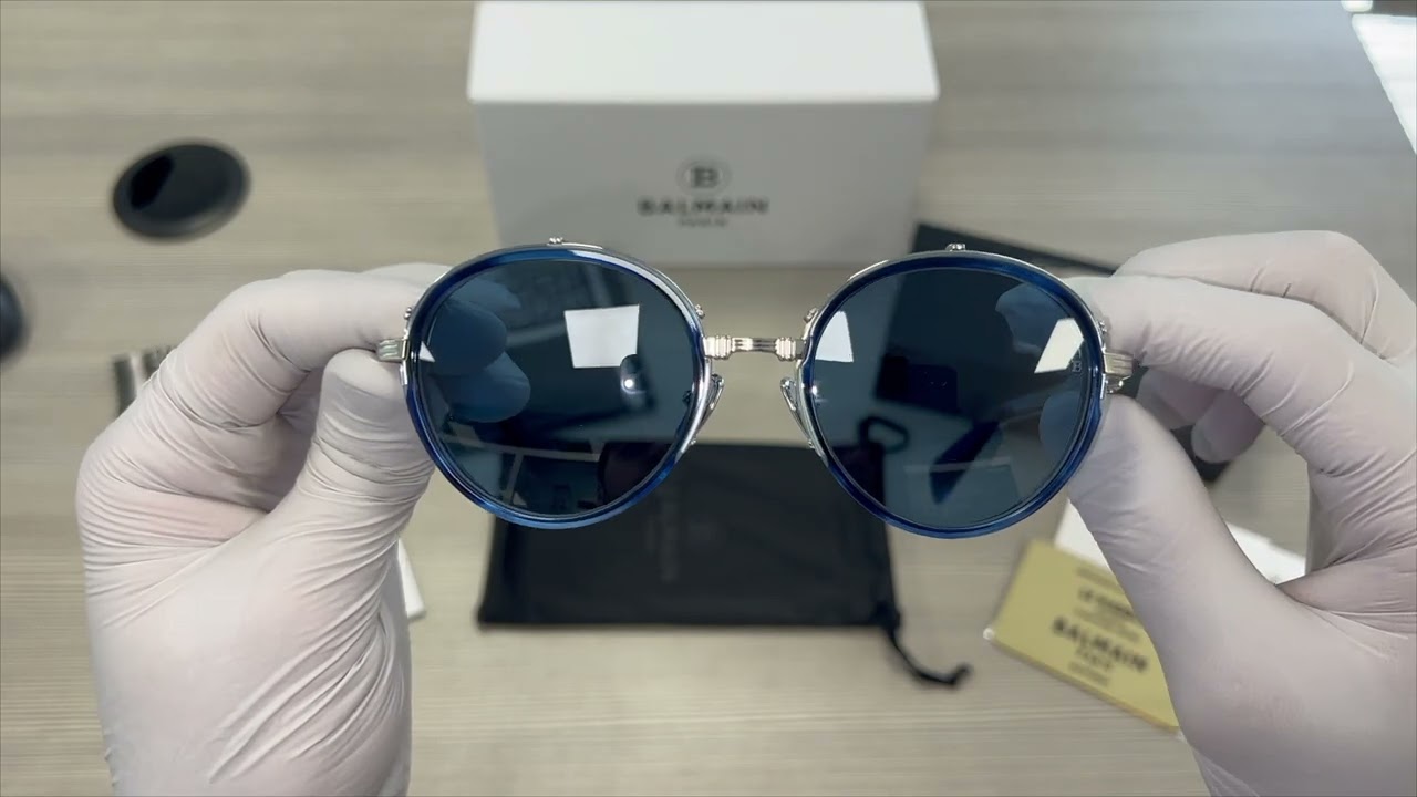 Balmain Croissy BPS-126C Blue Titanium Sunglasses - YouTube