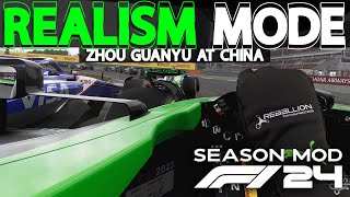 F1 24 MOD REALISM MODE | Zhou Guanyu at China | NO HUD + COCKPIT + 100% RACE + TRACKIR