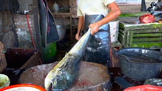 INDONESIA FISH MARKET 🔪🔥|| EXCELLENT MAHI MAHI FISH CUTTING SKILLS IN FISH MARKET