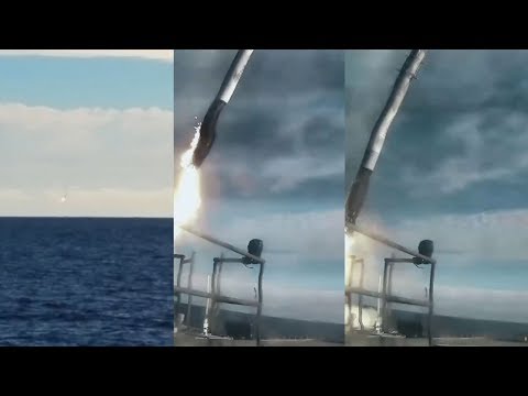 Falcon Heavy central core crashing into the ocean