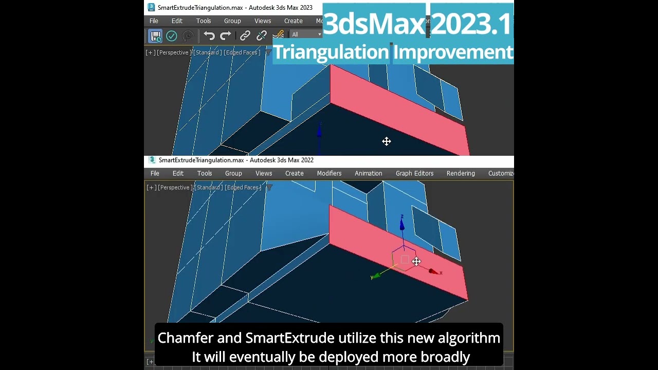 3dsMax 2023.1 - New Triangulation algorithm - YouTube