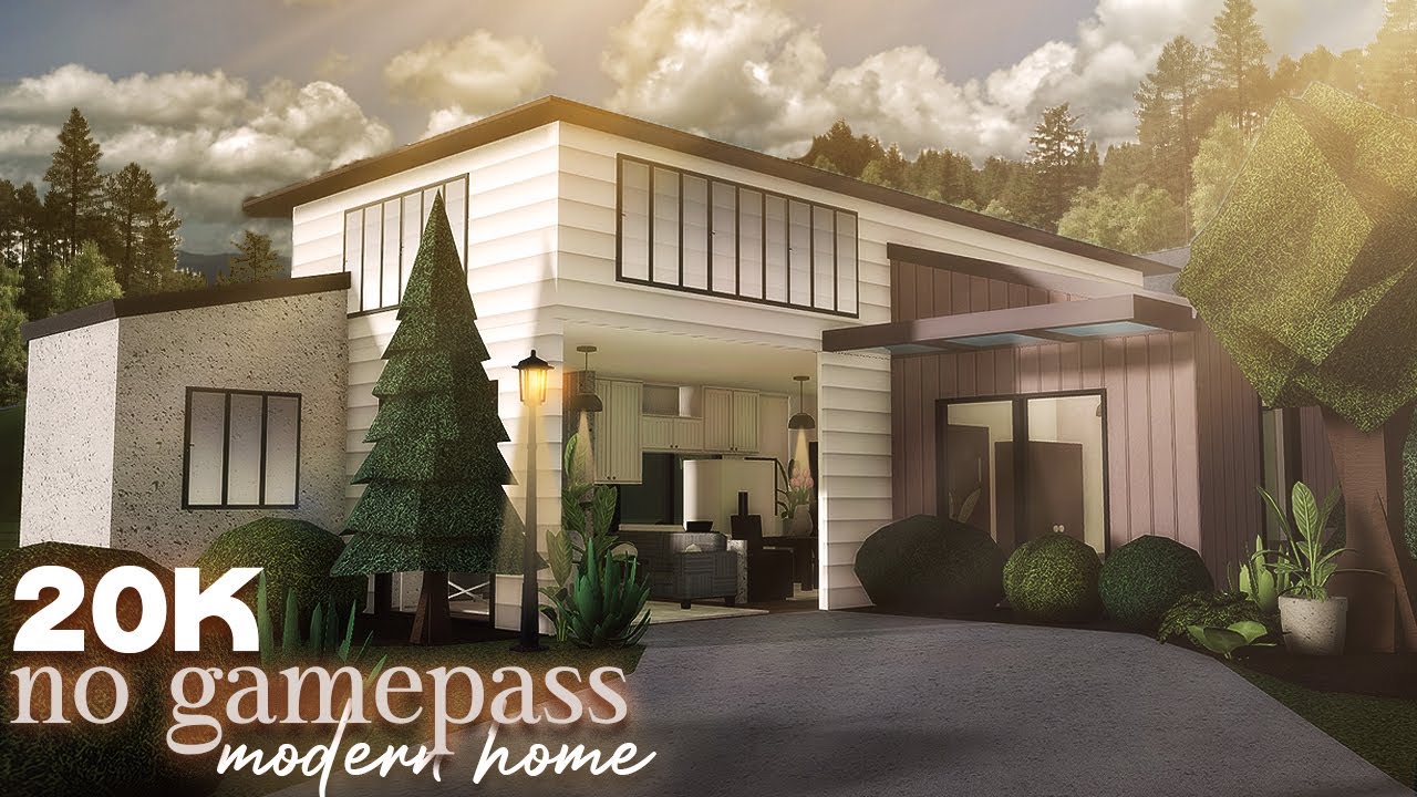 20k No Gamepass Modern Home | Roblox | Bloxburg House build ...