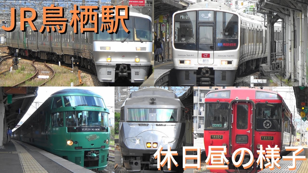JR鳥栖駅　休日の昼　811系、813系、817系、783系、787系、885系、キハ185、キハ72、SL人吉