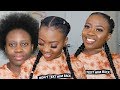 2 FEED-IN BRAIDS ON YOURSELF | SHORT 4C NATURAL HAIR (QUICK AND EASY) | NO HEAT Protective Style