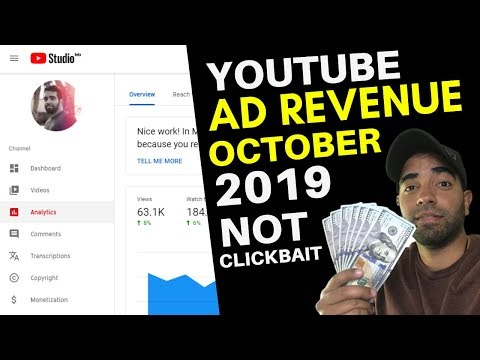 My YouTube Ad Revenue For October 2019 (Not Clickbait)