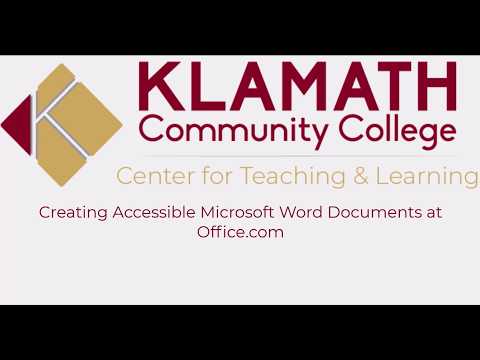 FACULTY: Creating Accessible Microsoft Word Documents at Office.com