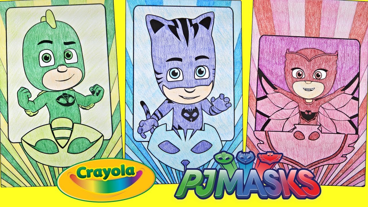 Download PJ Masks Gekko Catboy Owlette Disney Jr Crayola GIANT Coloring - YouTube