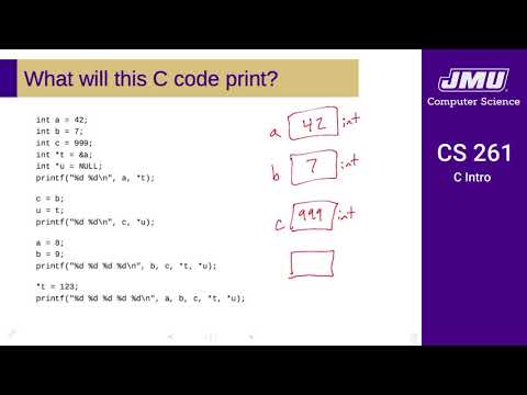 JMU CS261 03 C Intro Part 04 - Memory Diagrams Part 1