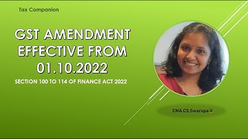 GST amendment effective from 01.10.2022 | GST | Tax credit | CBIC | Finance Act 2022