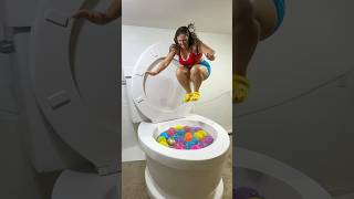 Jumping Into The Worlds Largest Toilet Giant Surprise Egg Balloon Pool With Big Splash #Shorts