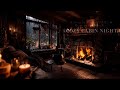 Inside Warm, Outside Rain | Distant Thunder, Wind & Fireplace for Deep Sleep (No Ads)