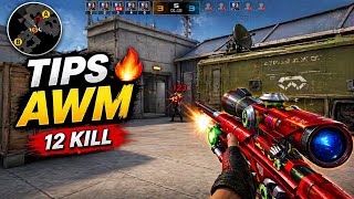 🔥 Tips Jago AWM-Red Frame Hawk! 12 Kill Ranked😱🔥