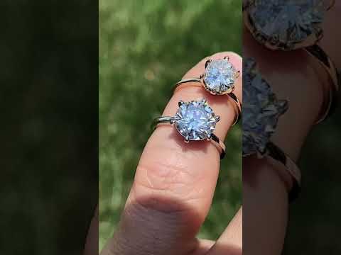 1.5mm Petite Round Brilliant Lab Grown Diamond Solitaire with Ring Guard ring video