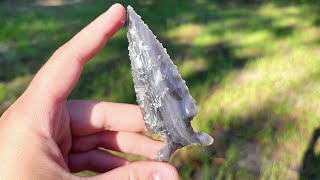 Flint Knapping Obsidian Spear Point