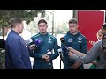 Hudson Young and Morgan Smithies address media