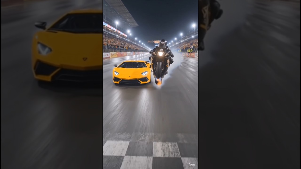 🔥 Lamborghini vs Hayabusa 💀 Ultimate Street Race #short #race #trending