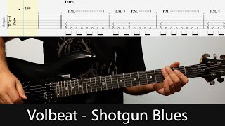 Video thumbnail of "Volbeat - Shotgun Blues Guitar Riffs With Tabs And Backing Track(D Standard)"