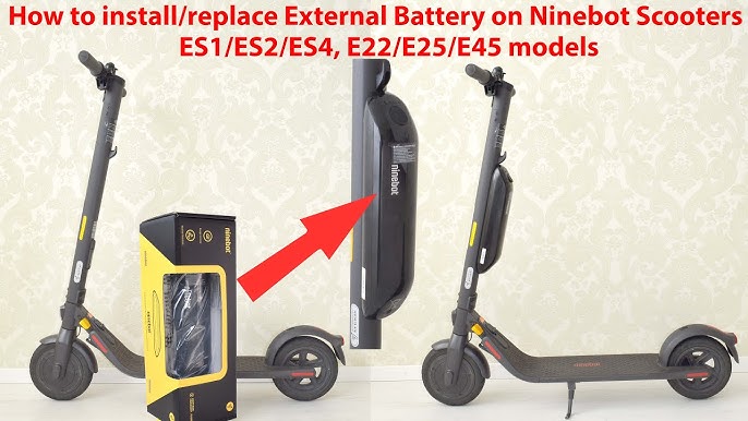 Ninebot Zusatzakku Montage, E22D, E25D, ES1, ES2 install additional battery  pack, Segway, E22E, E25E 