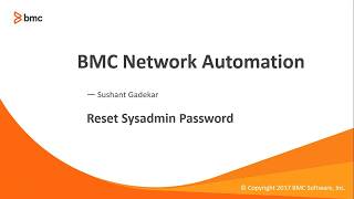 BNA - How to reset sysadmin Password