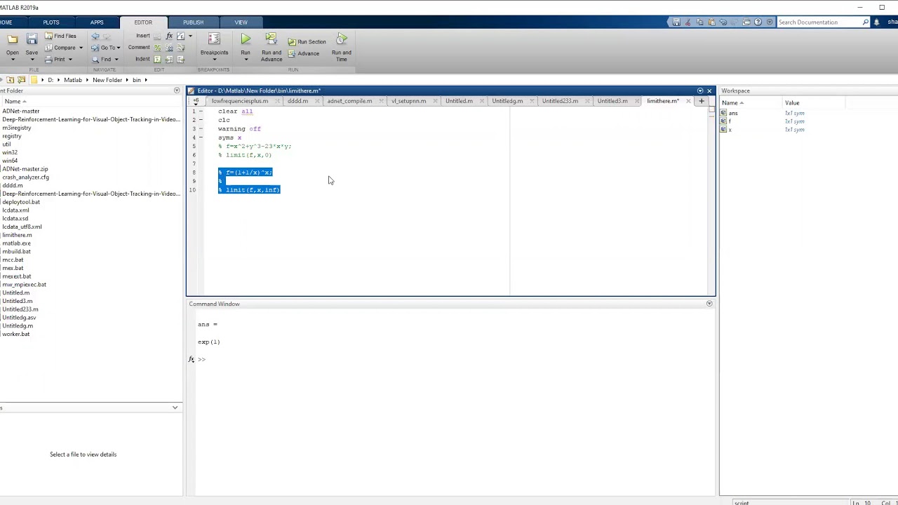 Limits in Matlab - YouTube