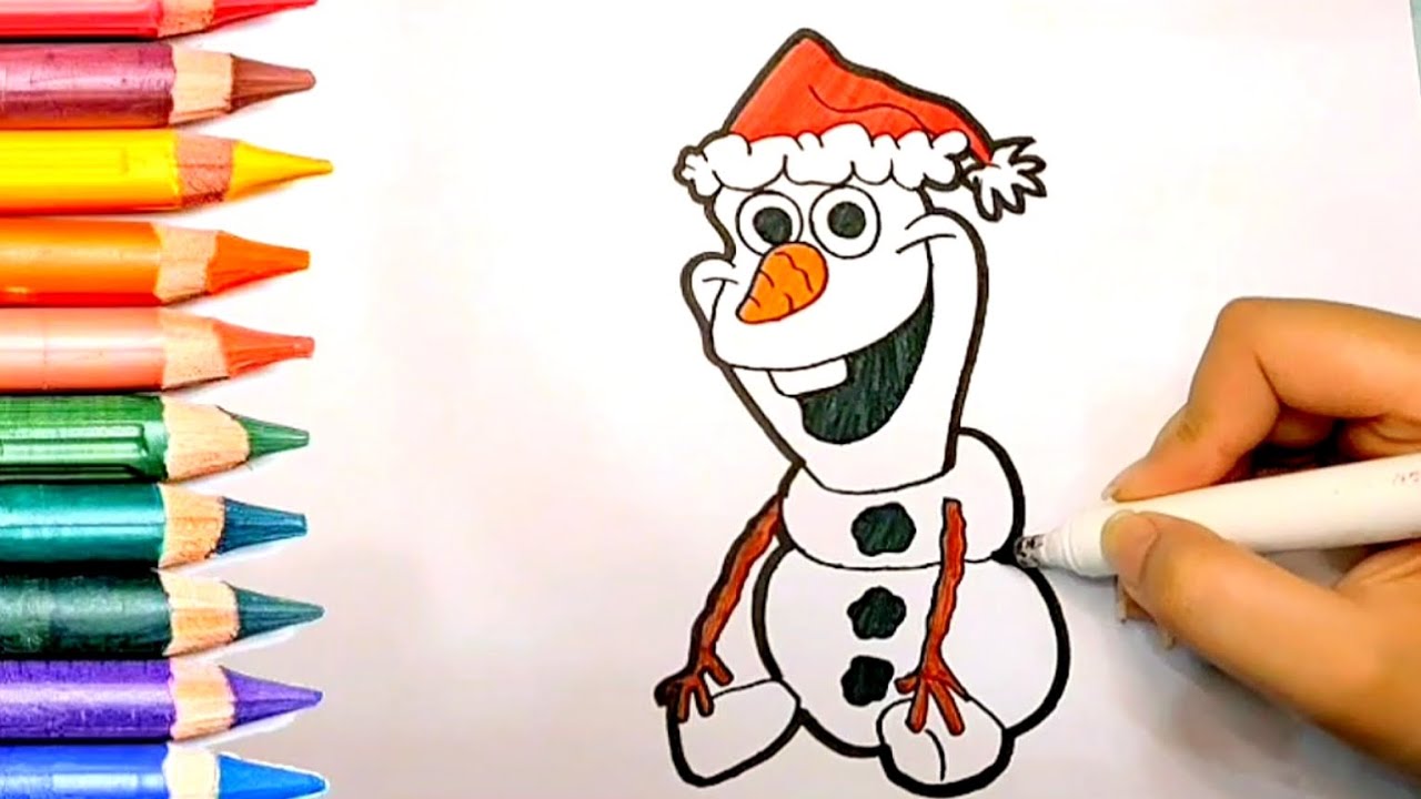 How to Draw Olaf the Snowman Wearing a Merry Christmas Hat | Frozen | Easy Drawing Tutorial
