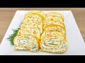 Новый рецепт РУЛЕТА ИЗ ОМЛЕТА с сыром и зеленью. Отличная ЗАКУСКА! | Вкусные идеи