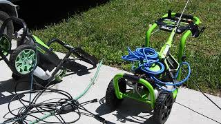 GreenWorks Pro 3000 PSI Pressure washer. Unboxing, assembly and first run. Purchased from Lowes $350