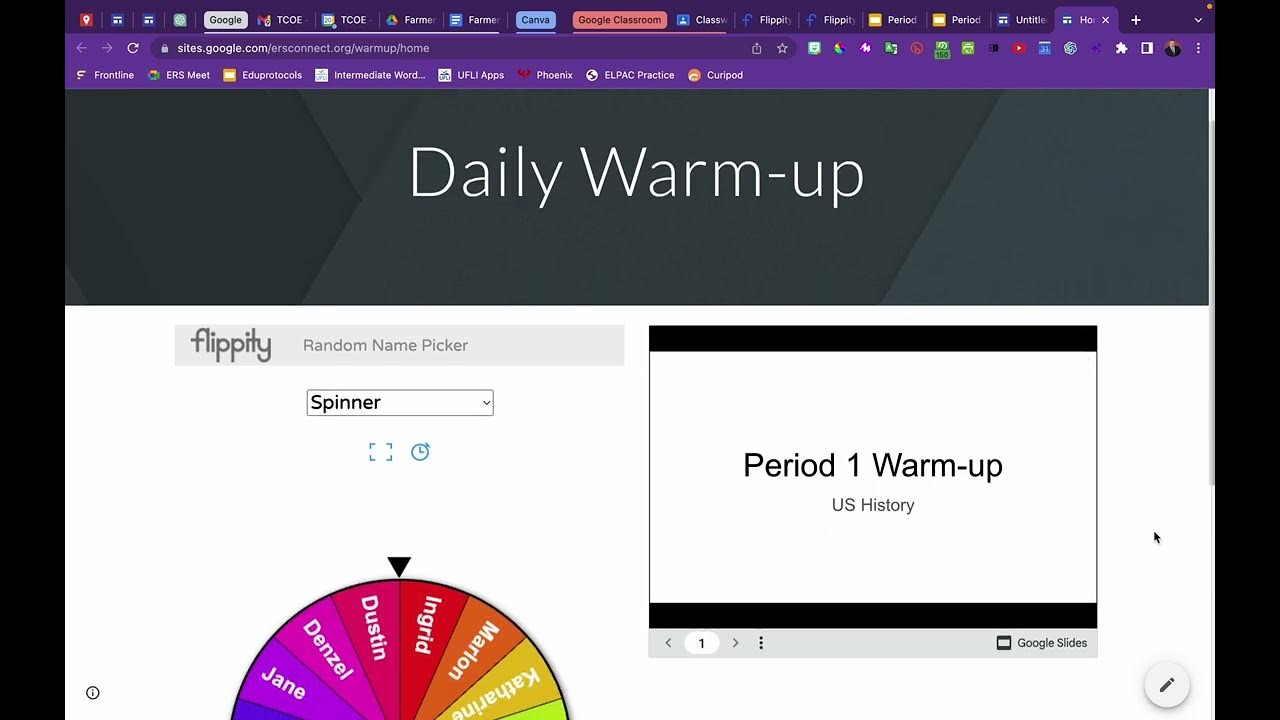 How to embed a flippity random name generator and warm up slidedeck on