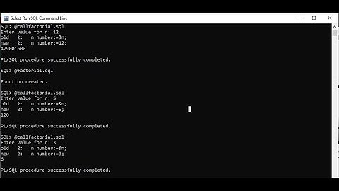 #functions in PL/SQL  #PL/SQL program to calculate the factorial of a given number using functions