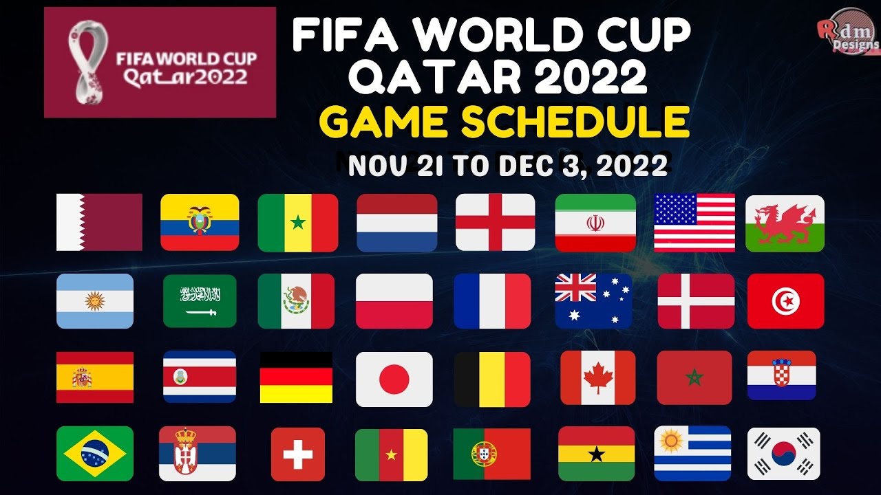 FIFA World Cup Qatar 2022 Game Schedule for Nov 21 to Dec 3, 2022