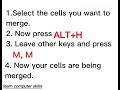 Shortcut key to merge cells in excel |in english |by learn computer skills