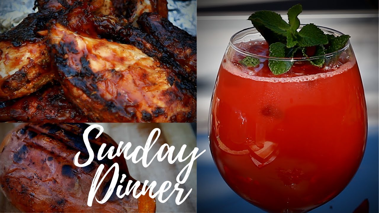 Sunday Dinner BBQ JERK CHICKEN ROAST SWEET POTATO & WATERMELON DRINK | Chef Ricardo Cooking !!