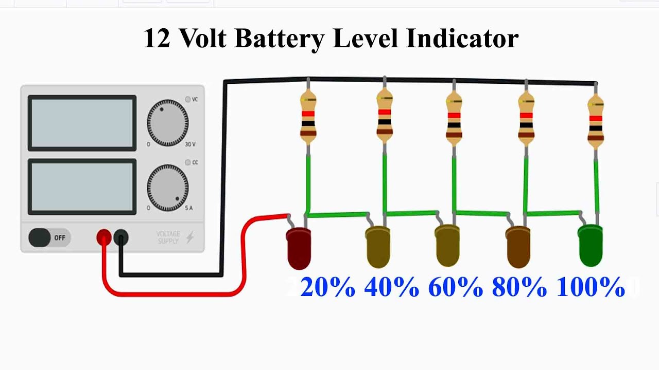Simple 12Volt Battery Level IndicatorBattery Indicator YouTube