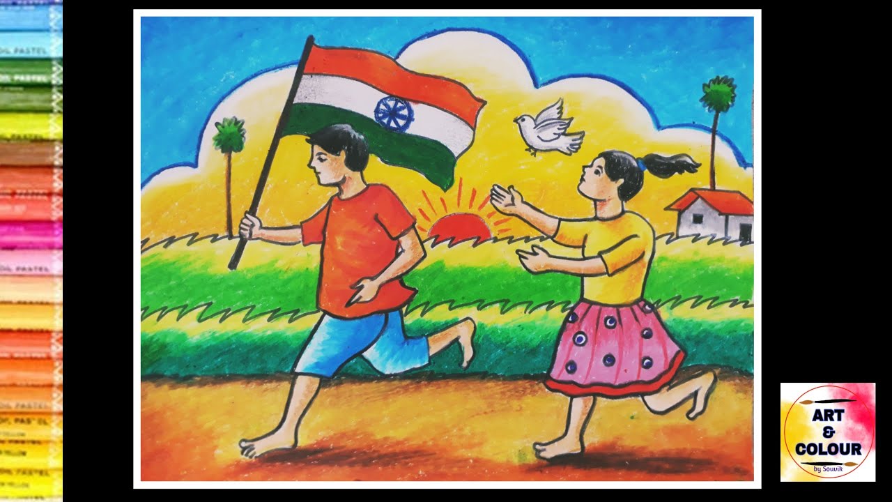 Independence Day Drawing Easy | 15th August Scenery Step by Step Drawing