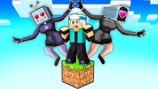 JOGANDO com MENINAS SKIBIDI em APENAS UM BLOCO no Minecraft