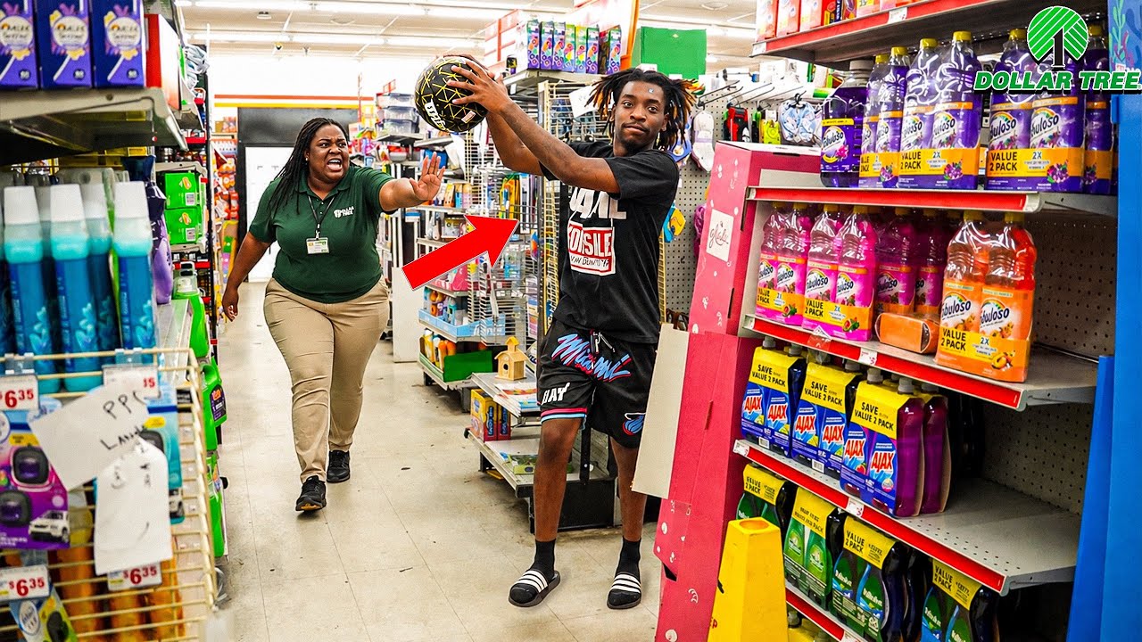 Exploding Basketball Prank INSIDE DOLLAR TREE!! - YouTube