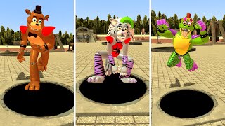 ALL GLAMROCK ANIMATRONICS VS MANHOLE In Garry's Mod! Five Nights at Freddy's