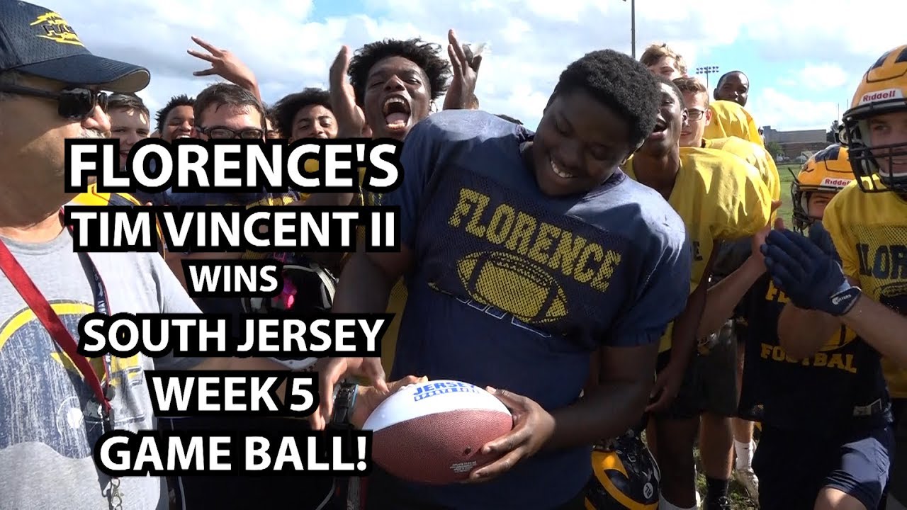 Tim Vincent II of Florence wins NJM Insurance Week 5 Game Ball!