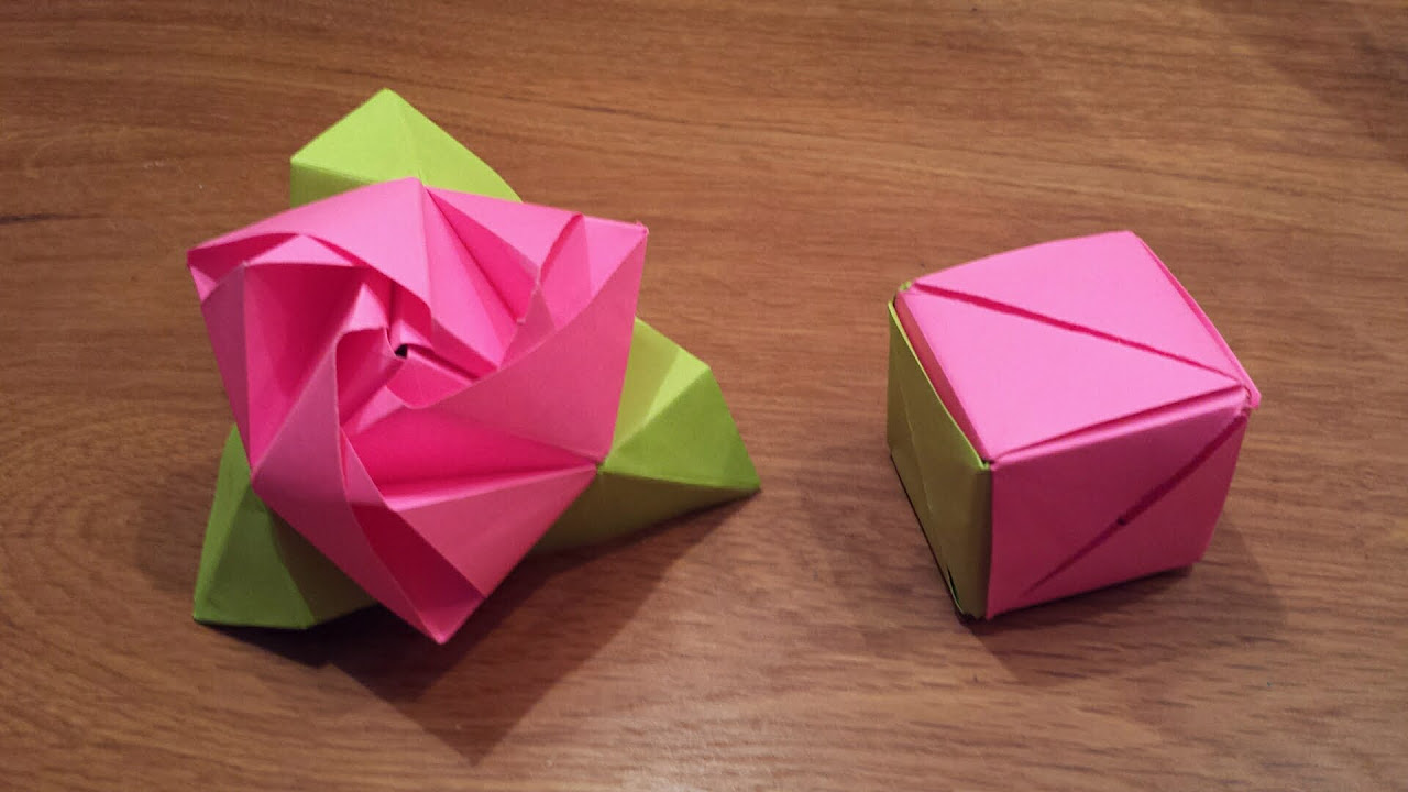 ทรงลูกบาศก์  2022 Update  How To Make an Origami Magic Rose Cube (Valerie Vann)