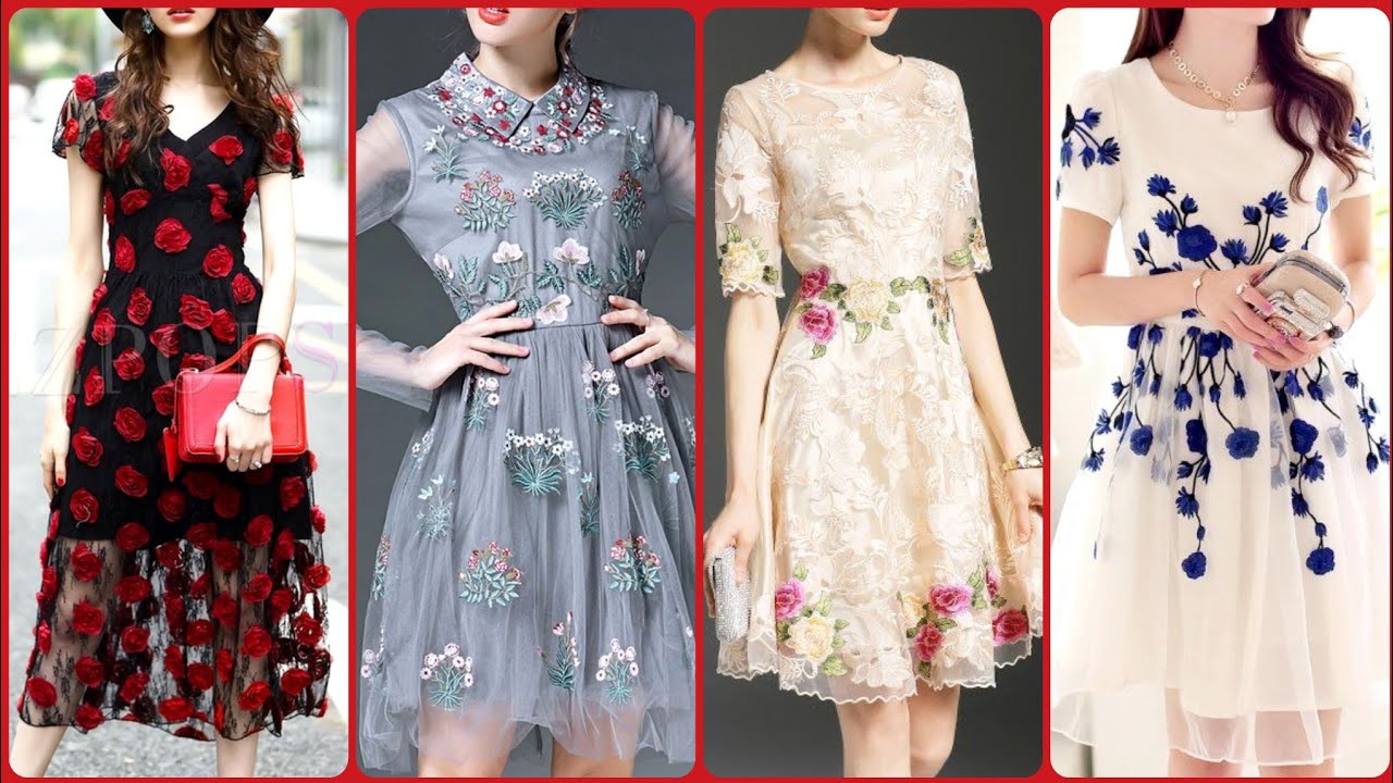 Very Stylish And Classy Lace Aline Skater Dresses With Flower Applique For Evening Wear 2020 Very Stylish And Classy Lace Aline Skater Dresses With Flower Applique For Evening Wear 2020