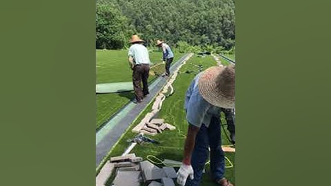 How to stretch the artificial grass carpet # artificial grass installation series video by ACT GROUP