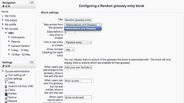 Moodle - Adding random glossary block