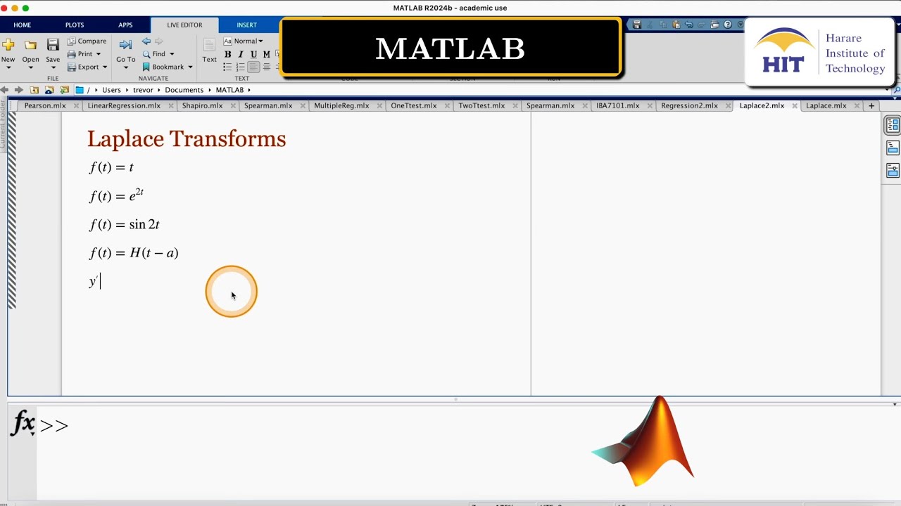 Matlab Laplace Transforms - YouTube